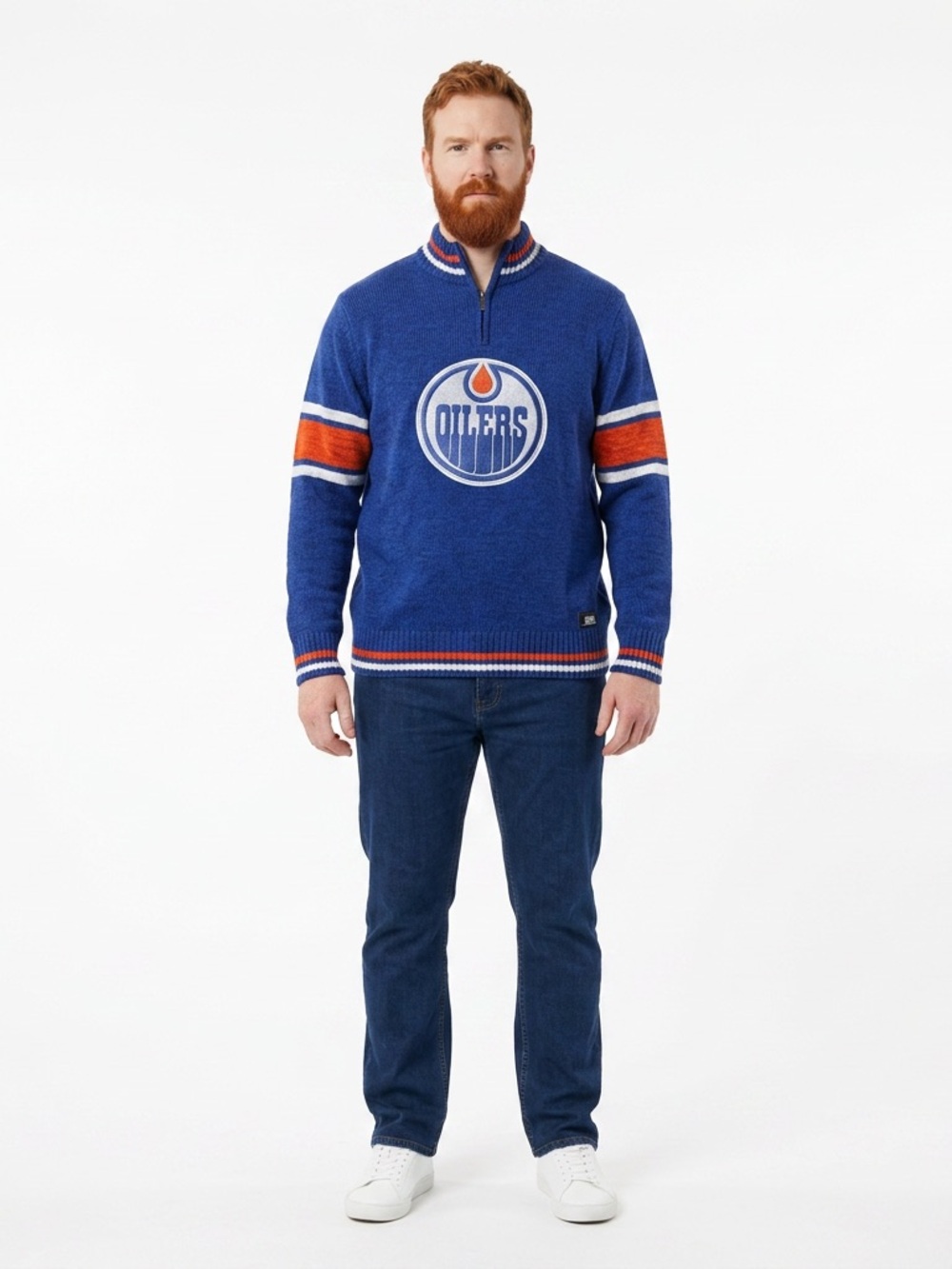 Vintage Official Licensed NHL Oilers Knitted Sweater Zip Neck